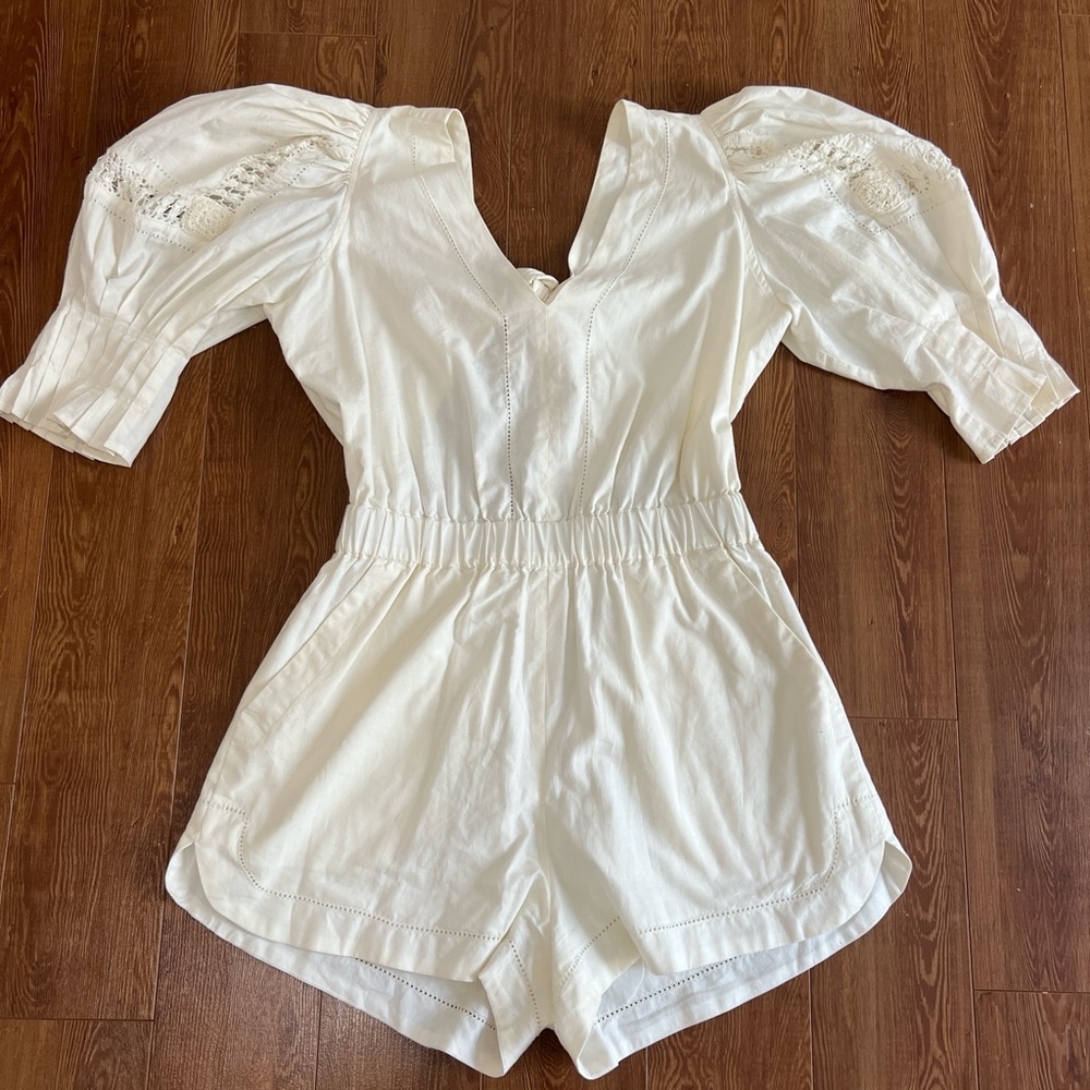 White Puff Sleeve Romper